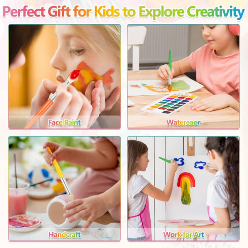 50Pcs Paint Brushes, Anezus Round Paint Brushes for Kids Classroom Toddlers Paint Brush Set for Touch Up Preschool Daycare Washable Acrylic Paint ...