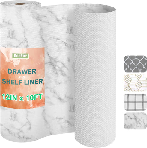 Non-Adhesive Drawer and Shelf Liner 12IN x 10FT?Non Slip Cabinet and Cupboard Liner, Kitchen Cabinet Liners for Shelves, Waterproof Drawer Shelf L...