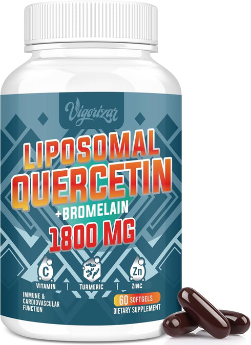 1600 MG Liposomal Quercetin Phytosome, 20X Higher Absorption, Quercetin with Bromelain, Zinc & Vitamin C, Quercetin Supplement for Immunity, Norma...