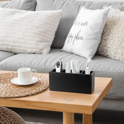 Pencil Pen Holder for Desk, Wooden Office Desk Organizers and Accessories with 4 Slots for Countertop, Makeup Brush Holder Organizer for Bathroom ...