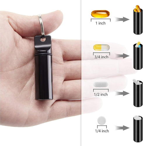 2 Pack Small Pocket Pill Box Keychain, Portable Mini Aluminium Alloy Pill Organizer Case Container for Purse, Waterproof Metal Pill Holder Medicin...