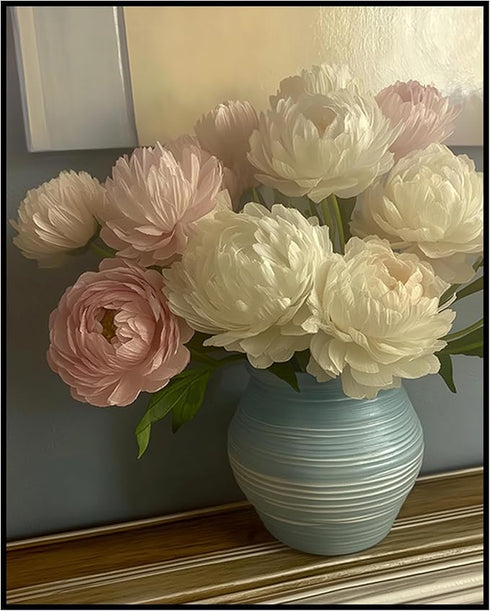 Posterizer 1 pcs-vase of soft, pastel delicate flowers 3-Floral & Botanical Art Gift for Men Women Entrepreneur Teens Living Room Bedroom Decor-...