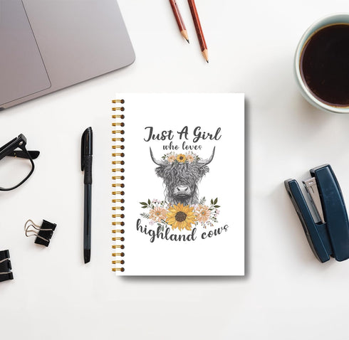 Highland Cow Notebook - Western Notebook, Cow Notebook, Highland Cow Office Supplies, Highland Cow Gifts, Cow Stuff, Just a Girl Who Loves Highlan...