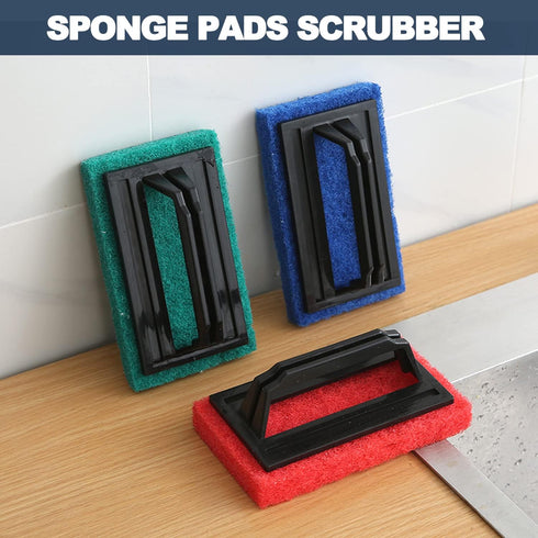 3 Pack Hand-Held Pool Scrub Brush Swimming Pool Brush Scrubbing Scouring Sponge Pad for Cleaning Pool Walls, Tiles, Floors & Steps - Surface Clean...