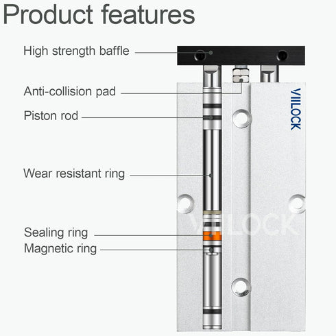 Pneumatic Air Cylinder 16mm Bore 50mm Stroke, Small Air Cylinder Double Rod Double Action TN16x50...