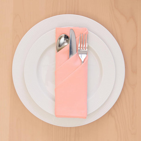 Encasa Cotton Cloth Napkins | Set of 12 | Size 17"x17" | Peach Solid Color | Machine Washable...