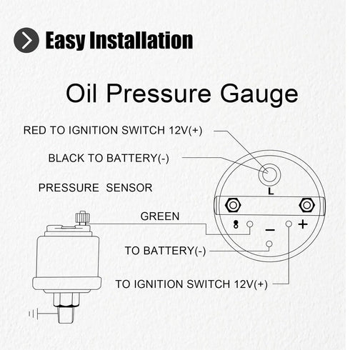 WATERWICH 2" 52mm Oil Pressure Gauge 0-100 PSI DC12V Press Gauge Meter Kit for Car Truck Vehicle Automotive...