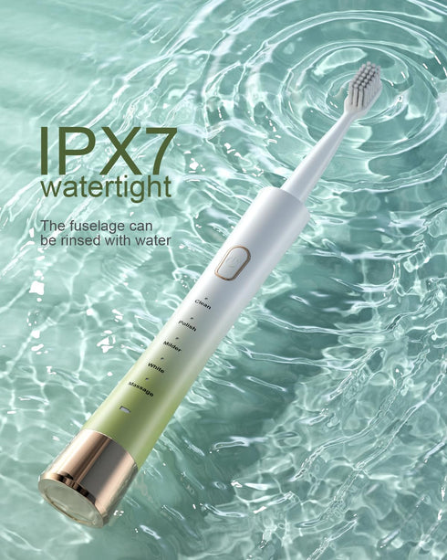 Upgrade Sonic Electric Toothbrush for Adults, 8 Replacement Brush Heads, Rechargeable Electric Toothbrush with 2-Minutes Timer IPX7 Water-Proof, f...