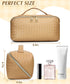 Makeup Bag Cosmetic Bag, Travel Makeup Bag Portable PU Leather Waterproof Bags with Handle Makeup Bags for Women Portable Pouch Open Flat Make Up ...