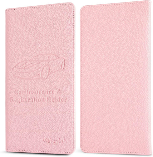 Premium Car Registration and Insurance Card Holder, Car Document Holder for Cards, Driver License & other Essential Documents (Pink)...