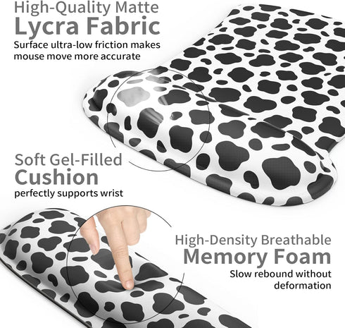 Wrist Rest Support Ergonomic Gel Mouse Pad & Memory Foam Keyboard Set Non-Slip Rubber PU Base Easy Typing and Relieve Wrist Pain Mouse Mat for Com...