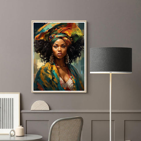 Diymood DIY 5D Diamond Art Painting African Woman Kit for Adults - Diamond Art African American | Full Drill Round Crafts | Crystal Embroidery Mos...