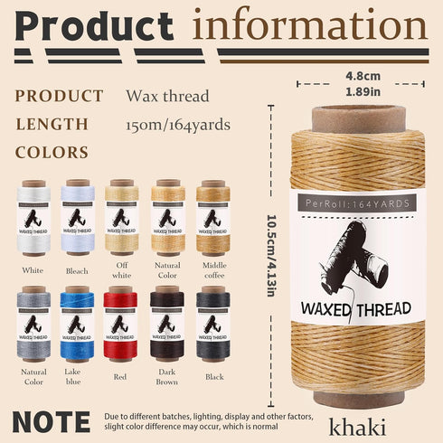 Jupean Waxed Thread, 150m /164Yards Black Leather Sewing Thread, Hand Stitching Threads for Hand Sewing, Bookbinding, and Beginners Leather Craft ...