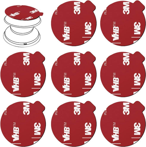 8pcs 3M Sticky Adhesive Replacement Pads for Socket Base Mount,VIIMAKE 1.38 inches Round 3M VHB Double-Sided Adhesive Pads,for Phone Collapsible G...