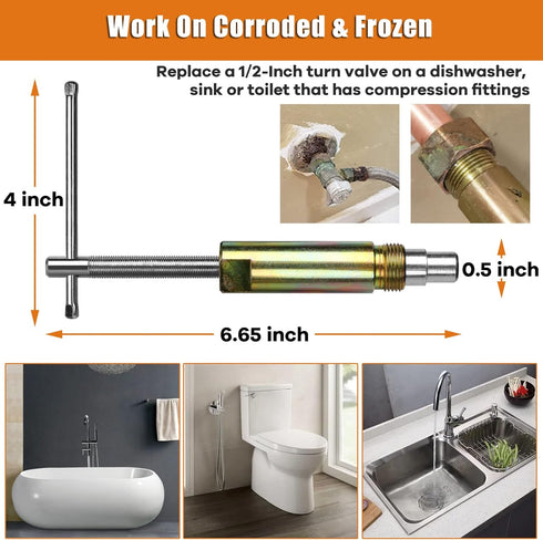 Compression Sleeve Puller Tool Remove Nut & Ferrule Of Pipe 03943, Sleeve Remover For 1/2” Compression Fittings Only, Corroded & Frozen Supply Sto...
