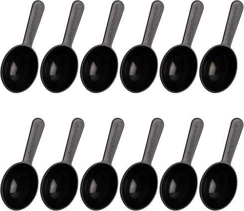 Framendino, 12 Pack Plastic Coffee Measuring Spoons Short Handle Scoops for Tea Sugar Cereal Milk Powder Spices Black 7g...
