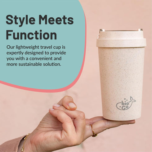 bioGo 16oz Pink Travel Coffee Cup - Reusable Mug with Lid - Microwave & Dishwasher Safe - Reusable Coffee Cup - Rice Husk Coffee Mug - Rice Husk T...