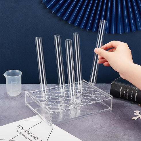 OLYCRAFT Clear Acrylic Test Tube Rack 30Sockets Test Tube Display Stands Acrylic Centrifuge Tube Rack Transparent Test Tube Holder for 10ml Test T...