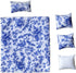 Dollhouse Bedding, 5 Piece Set with Comforter & Pillows, Blanket, Realistic Bedroom Accessories for 6 inch Dolls, 1/12 Scale, Blue Flowers and Whi...
