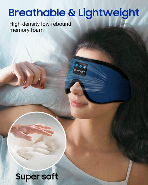 LC-dolida Sleeping Headphones Eye Mask, Sleep Mask with Bluetooth Headphones 3D Eye Mask Wireless Music Cotton Sleep Cover for Side Sleepers Nap I...