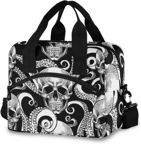Insulated Lunch Bag Reusable Cooler - Skull Octopus Lunch Box Adjustable Shoulder Strap for School Office Picnic Adults Men Women...