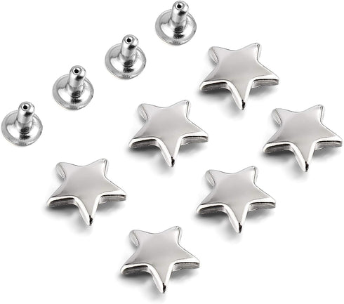 100 Sets 12MM Silver Star Rivets for Leather Star Rivet Studs Garment Rivets Leather Rivets Studs and Spikes for Leather Craft Clothing Bags Belts...