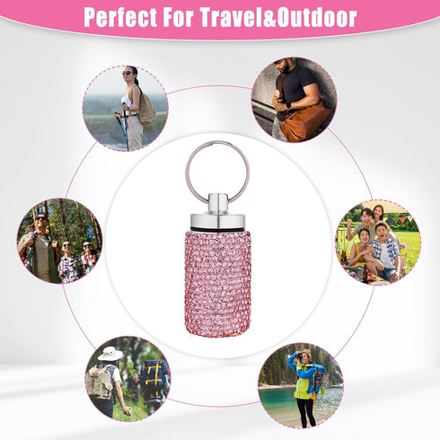 Pill Organizer Stainless Steel Waterproof Pill Holder Box Bling Small Medicine Case Dispenser Bottle Travel Portable Jewelry Ring Holder Keychain ...