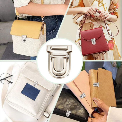 PH PandaHall 10 Sets Iron Tuck Lock Clasp Catch Purse Thumb Lock 35x25x11mm for Leather Bag Case Clasp Hangbag Purse Platinum...