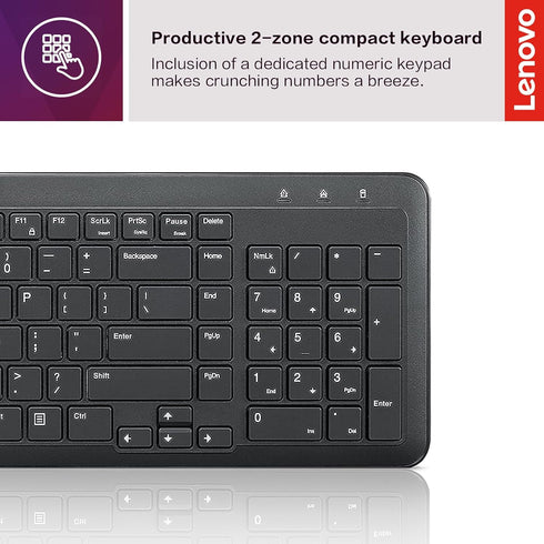 Lenovo 300 Wireless Keyboard, Black...