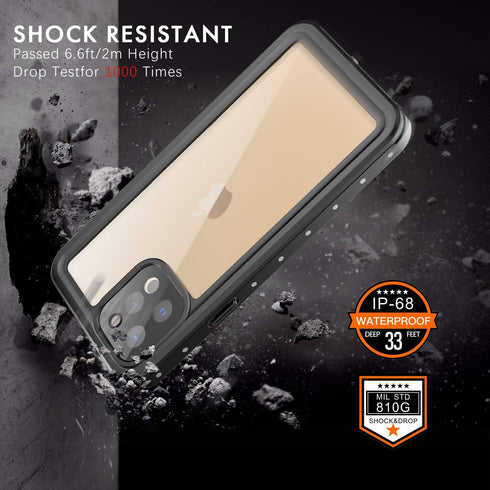 inkolelo Compatible with iPhone 12 Pro Waterproof Case, Built-in Screen Full-Body Protector with Floating Strap IP68 Waterproof Case for iPhone 12...