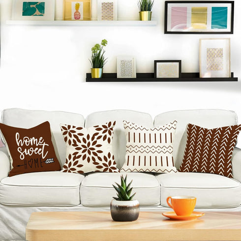 YCOLL Pillow Covers 18x18 Set of 4, Modern Sofa Throw Pillow Cover Decorative Linen Fabric Pillow Case for Couch Bed Car, Coffee...