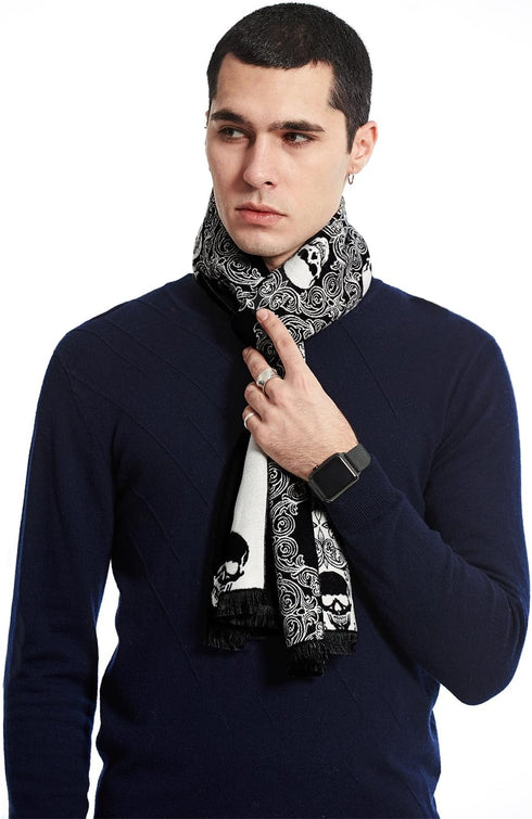 Landisun Women Scarf Men Scarf Skull Shawl Unisex Soft Long Elegant Classical Tassels...