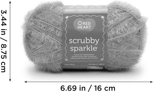 Red Heart Scrubby Sparkle Lemon Yarn - 3 Pack of 85g/3oz - Polyester - 4 Medium (Worsted) - 174 Yards - Knitting/Crochet......