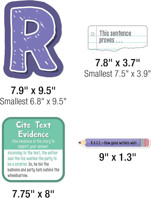 Carson Dellosa 37-Piece R.A.C.E. Writing Strategy Bulletin Board Sets for Classrooms, Alphabet Letters, Sentence Starters, Informational Charts, P...