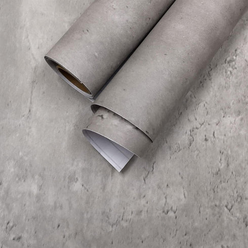 12x118 inch Light Grey Concrete Wallpaper Peel and Stick Concrete Cement Contact Paper Stained Thick Matt Texture Wallpaper Modern Industrial Styl...