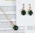 14K Gold Plated Drop Crystal Zircon Green Snake Pendant Necklace and Earring Jewelry Set...