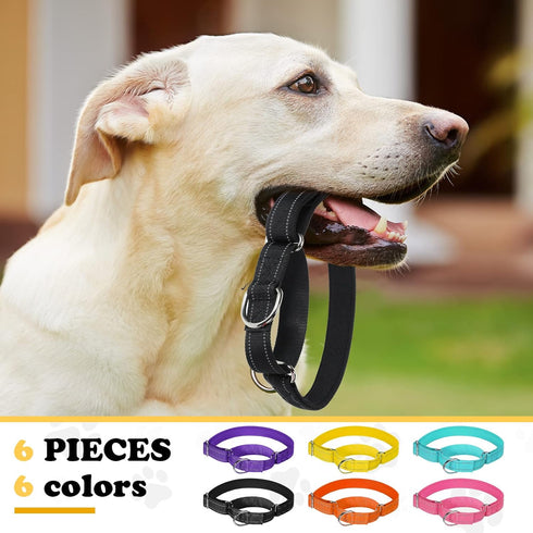 6 Pcs Martingale Collar for Dogs Reflective Dog Collar with Metal Buckle Adjustable Nylon PET Collar Prevent Slipping out Puppy Collars for Dog (P...