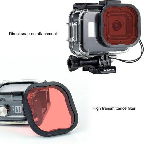 SOONSUN Waterproof Housing Case for GoPro HERO 8 Black with 4-Pack Diving Filter - 60M Underwater Diving Housing Built-in Dual Cold Shoe Slots wit...