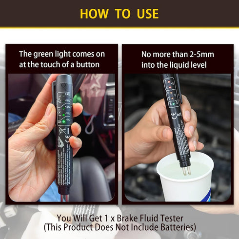 Brake Fluid Test Pen, Auto Brake Diagnostic Tester Tool, Brake Fluid Fluid Oil Test Analysis Tool with Five LED Indicators, Automotive Vehicle Tes...