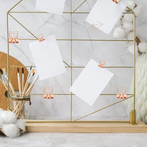 55 Pieces Metal Rose Gold Binder Clips 2 Size 25 Pcs Cute Cat Shaped Binder Clips and 30 Pcs Cat Paper Clips Paper Bookmark Animal Clips Office Su...