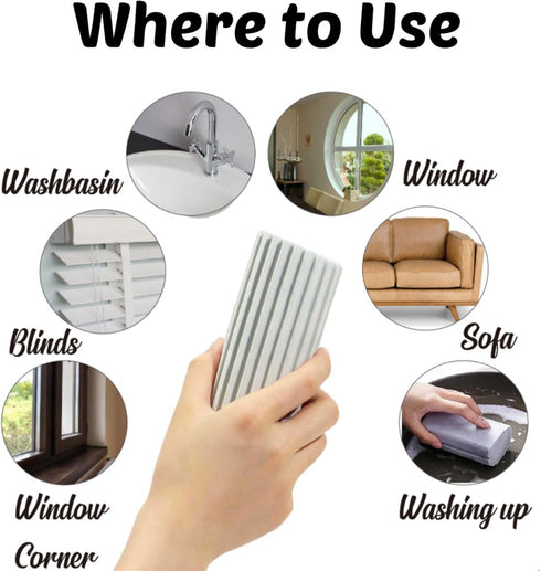 4-Pack Damp Clean Duster Sponge and 1- Pack Cellulose Dishwasher Sponge, Brush for Cleaning Blinds, Glass, Baseboards, Vents, Railings, Mirrors, W...