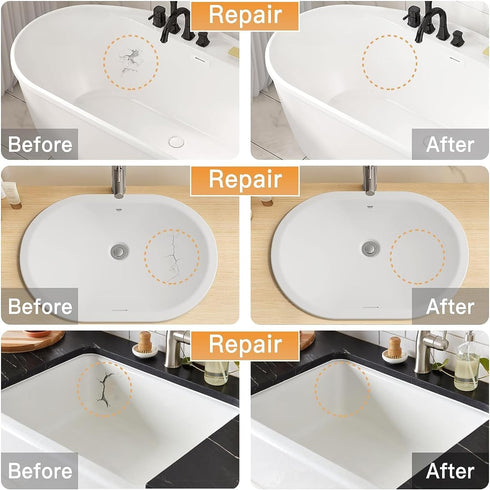 VERNY Tub Repair Kit Fiberglass Tub Repair Kit, 3.7oz Acrylic Wall Repair Tub Porcelain Repair Kit Tile and Shower Repair Kit, for Toilet, Sink Cr...