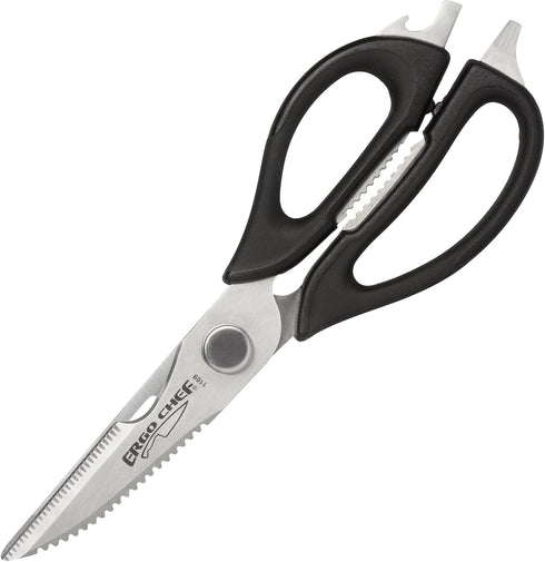 Ergo Chef All-Purpose Come-Apart Kitchen Shears for Poultry, Fish, Vegetables, Herb Stripper, Bottle Opener (Black)...