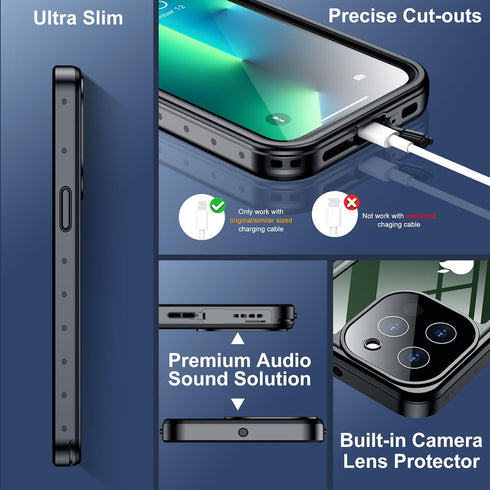SPIDERCASE for iPhone 13 Pro Case Waterproof, Built-in Lens & Screen Protector, Full Heavy Duty Protection, 12FT Military Shockproof, Dustproof, A...
