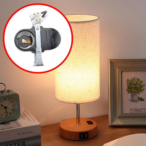 CHENJIN E26 Dual Lamp Socket with 1/8 Bracket Electric Wood Double Fork Lamp Holder Resin Base Dual Cluster Lamp Base with Terminal Lamp Socket fo...