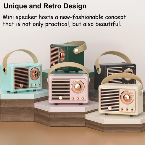 Retro Bluetooth Speaker Mini Wireless Speaker,Portable Bluetooth Speaker with Crystal Clear Stereo Sound Rich Bass,Mini Retro Speaker for iPhone,A...
