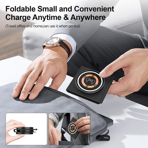 iPhone 15 Pro Max Magnetic Fast Wireless Charger, 15W Foldable 3 in 1 Travel Phone Charging Station for iPhone 15/14/13/12/Pro/Max, Magsafe Charge...