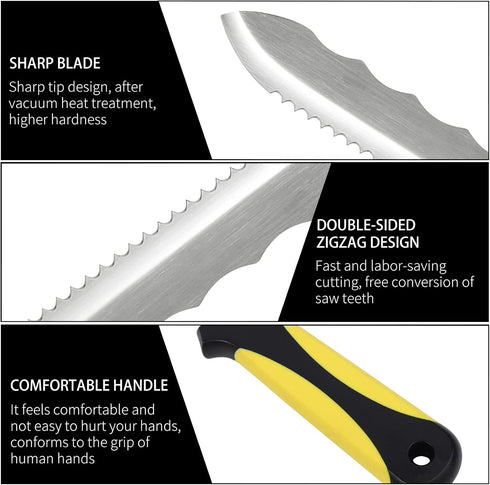 Stainless Steel Garden Knife with 7.8" Blade, Double Side Utility Sod Cutter Lawn Repair Garden Knife with Nylon Sheath (yellow)...