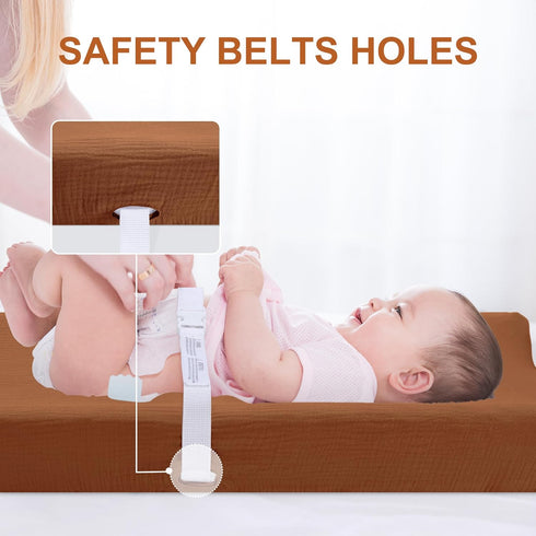 Pro Goleem Muslin Changing Pad Cover for Boys and Girls, Soft Breathable Fitted Cotton Diaper Changing Table Pad Sheets, Neutral, 2 Pack (Brown?Be...