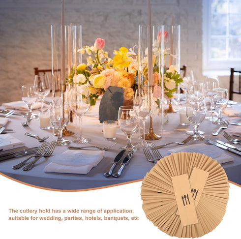 Brown Kraft Paper Bags 100pcs Disposable Silverware Flatware Paper Sleeves Kitchen Cutlery Utensils Holder for Christmas Party Table Decorations S...